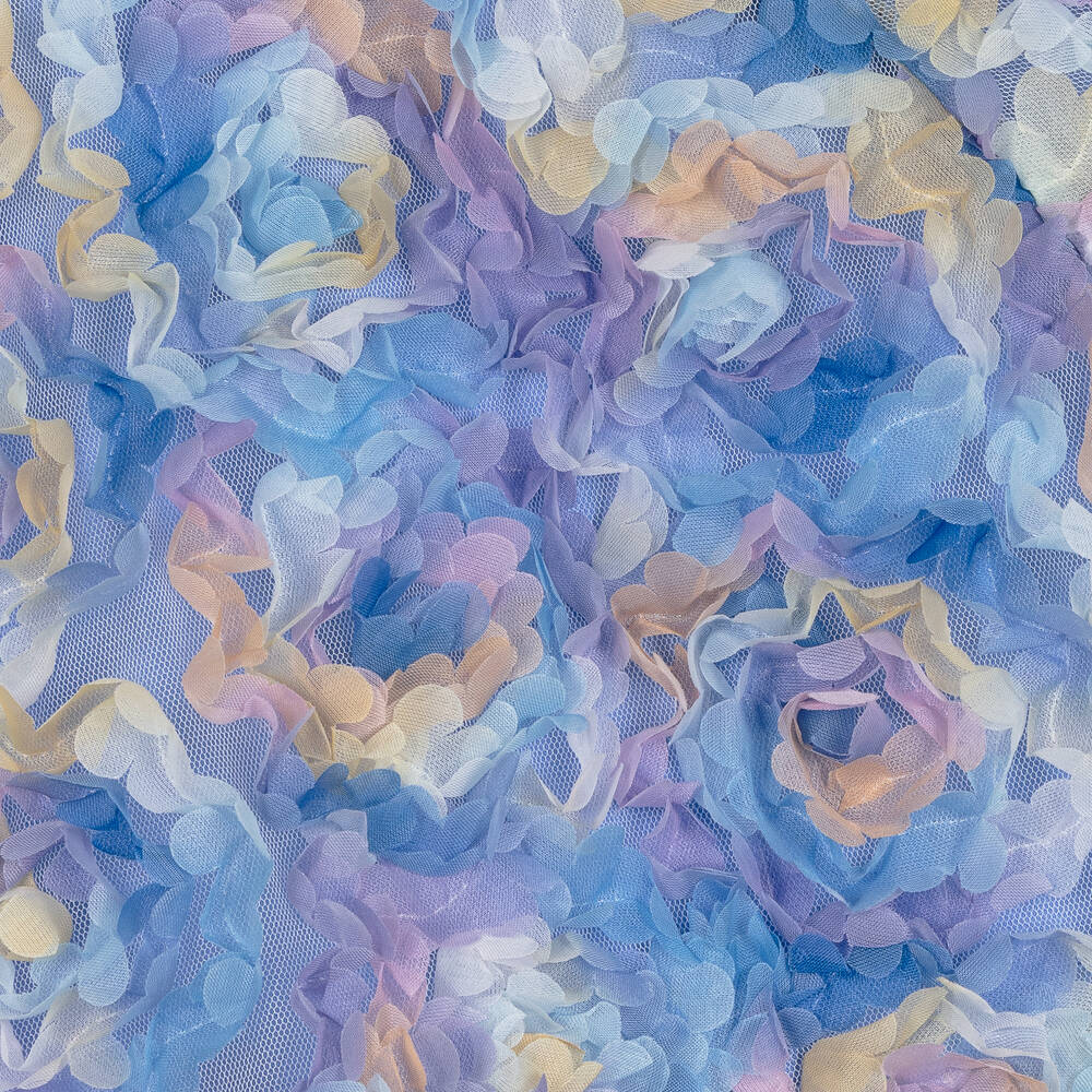 The Tiny Universe-تنورة بطبعة ورود تول لون أزرق | Childrensalon Outlet