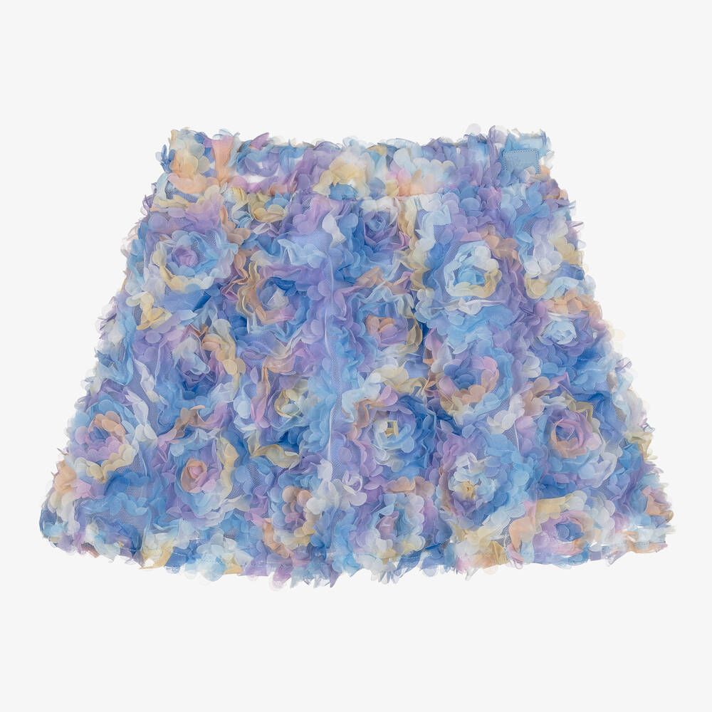The Tiny Universe-Girls Blue Floral Tulle Skirt | Childrensalon Outlet