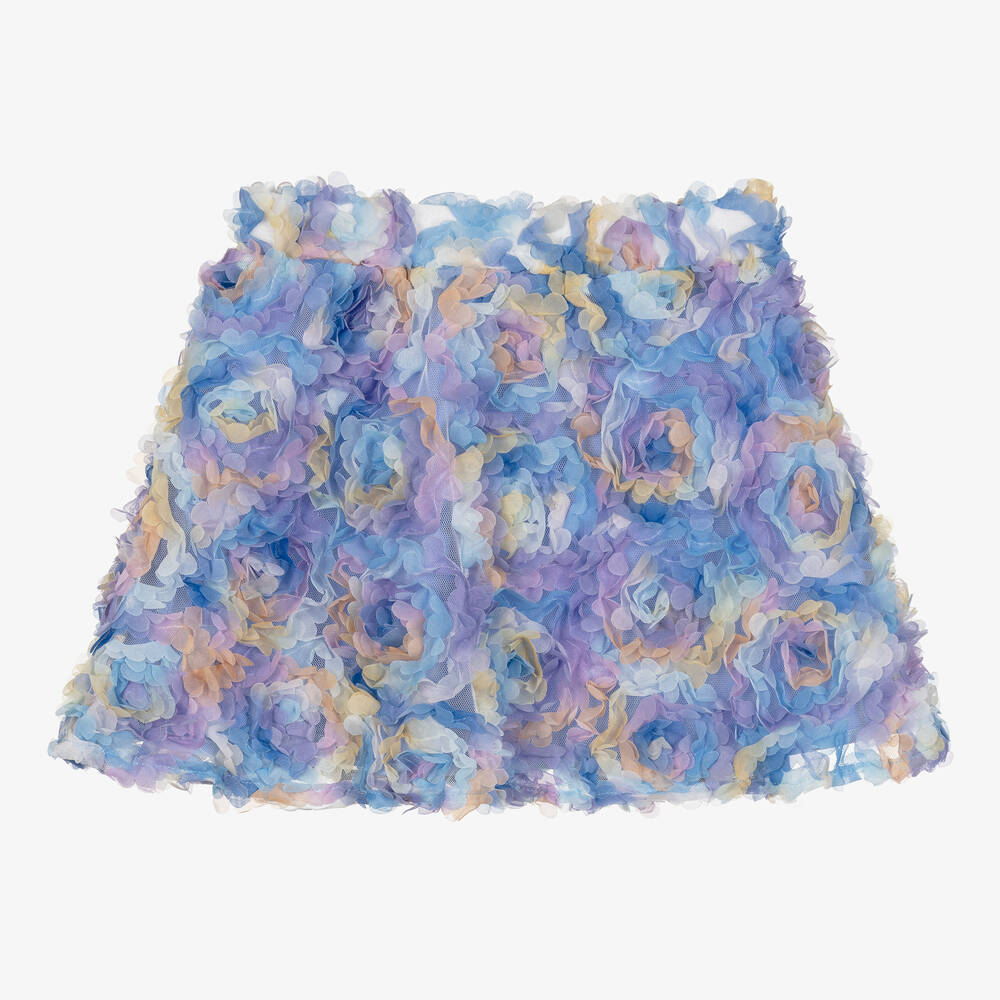 The Tiny Universe-تنورة بطبعة ورود تول لون أزرق | Childrensalon Outlet