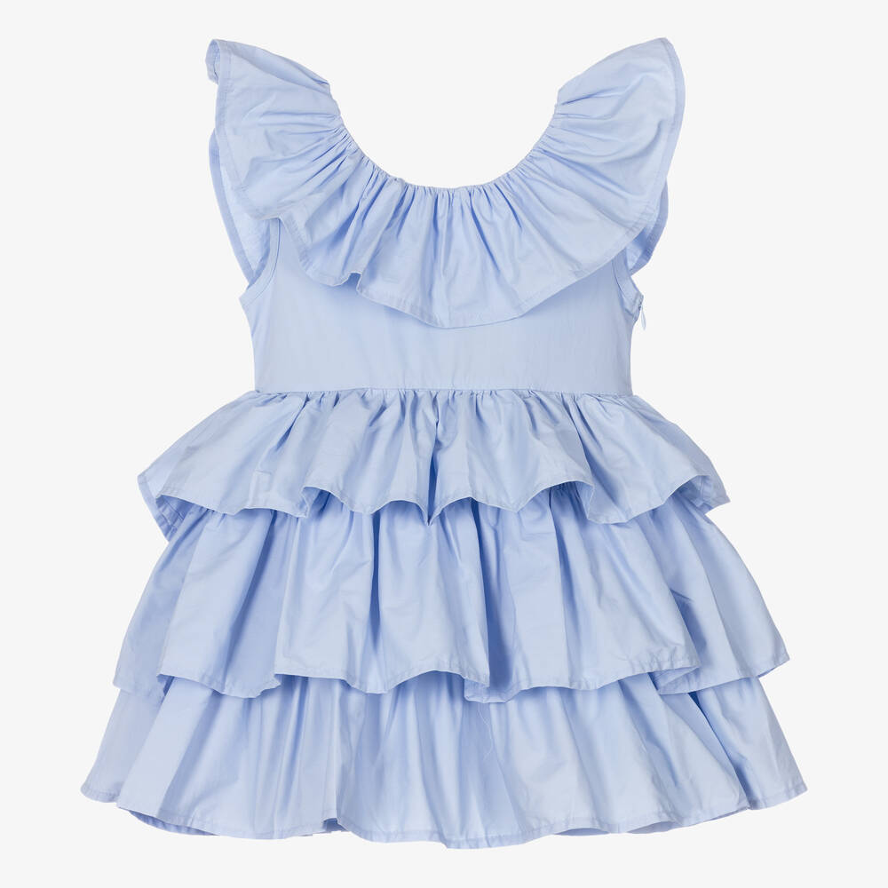 The Tiny Universe - Robe bleue en coton à volants fille | Childrensalon