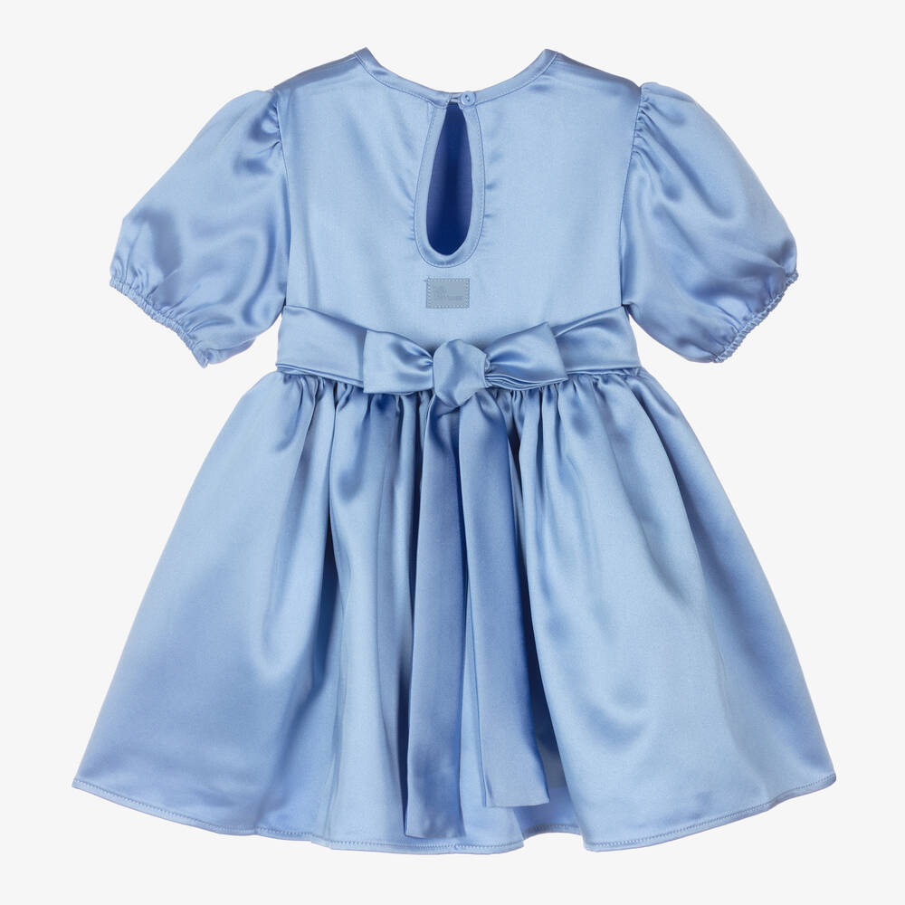The Tiny Universe-Girls Blue Satin Sash Dress | Childrensalon Outlet