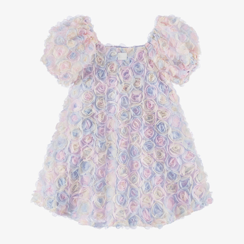 The Tiny Universe-Girls Blue Tulle Flower Dress | Childrensalon Outlet