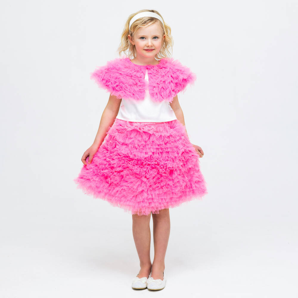 The Tiny Universe-تنورة تول وردية زاهية للبنات | Childrensalon Outlet