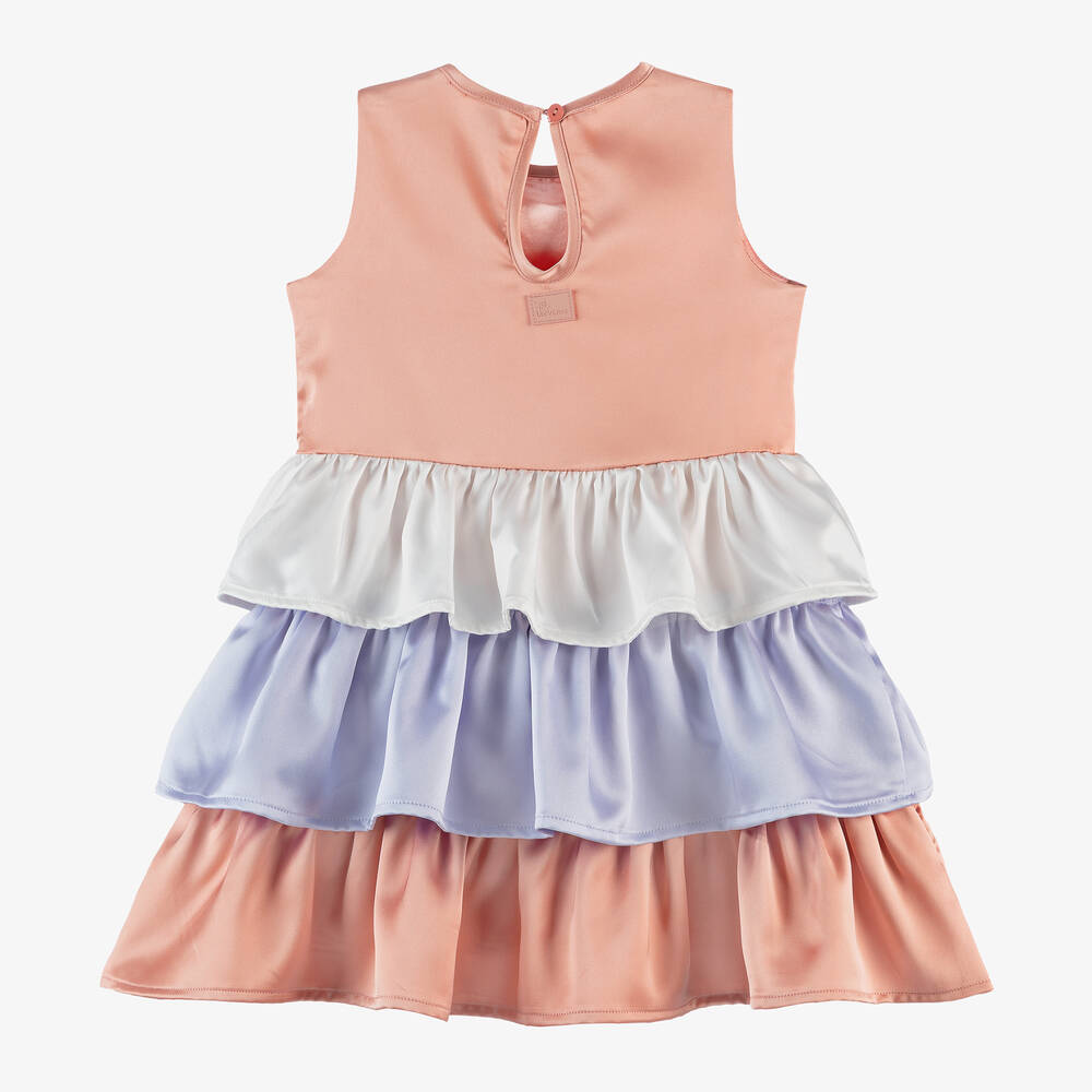 The Tiny Universe-Girls Copper Pink Satin Ruffle Dress | Childrensalon Outlet