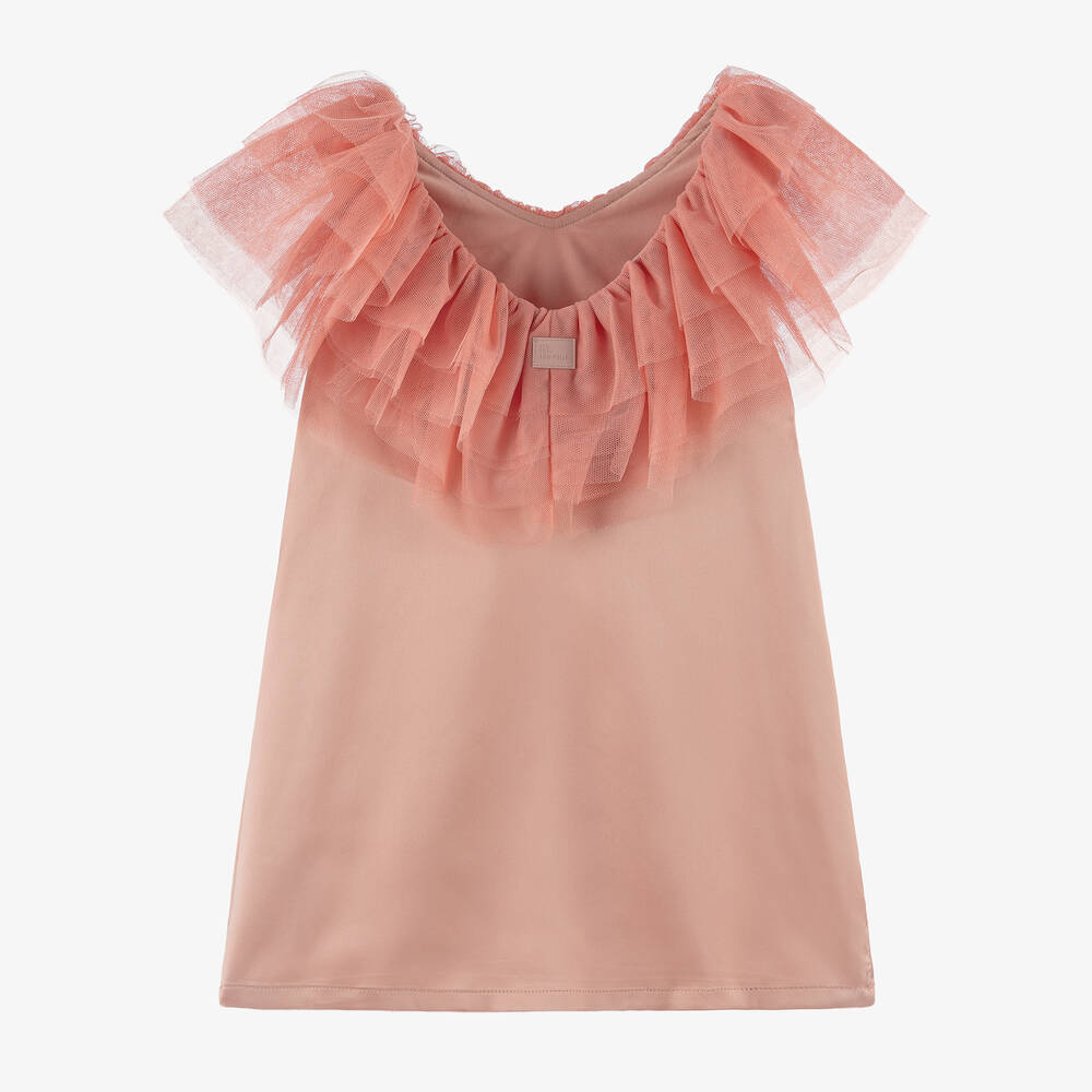 The Tiny Universe-Girls Copper Pink Satin & Tulle Dress | Childrensalon Outlet