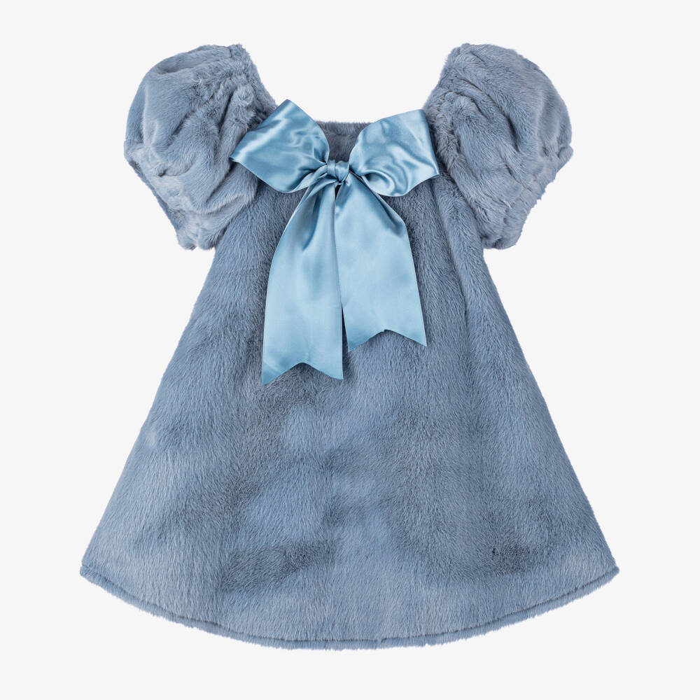 The Tiny Universe-فستان فرو صناعي لون أزرق | Childrensalon Outlet