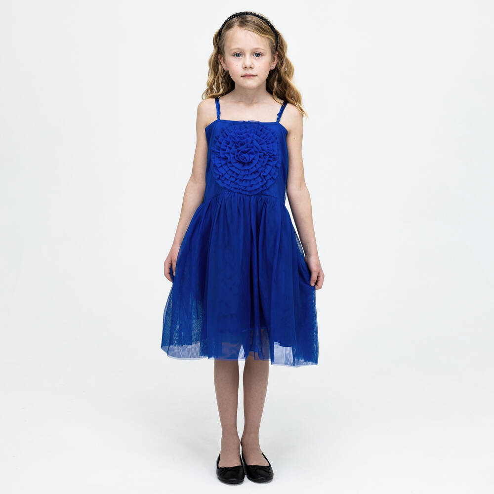 The Tiny Universe-Girls Elegant Blue Tulle Dress | Childrensalon Outlet