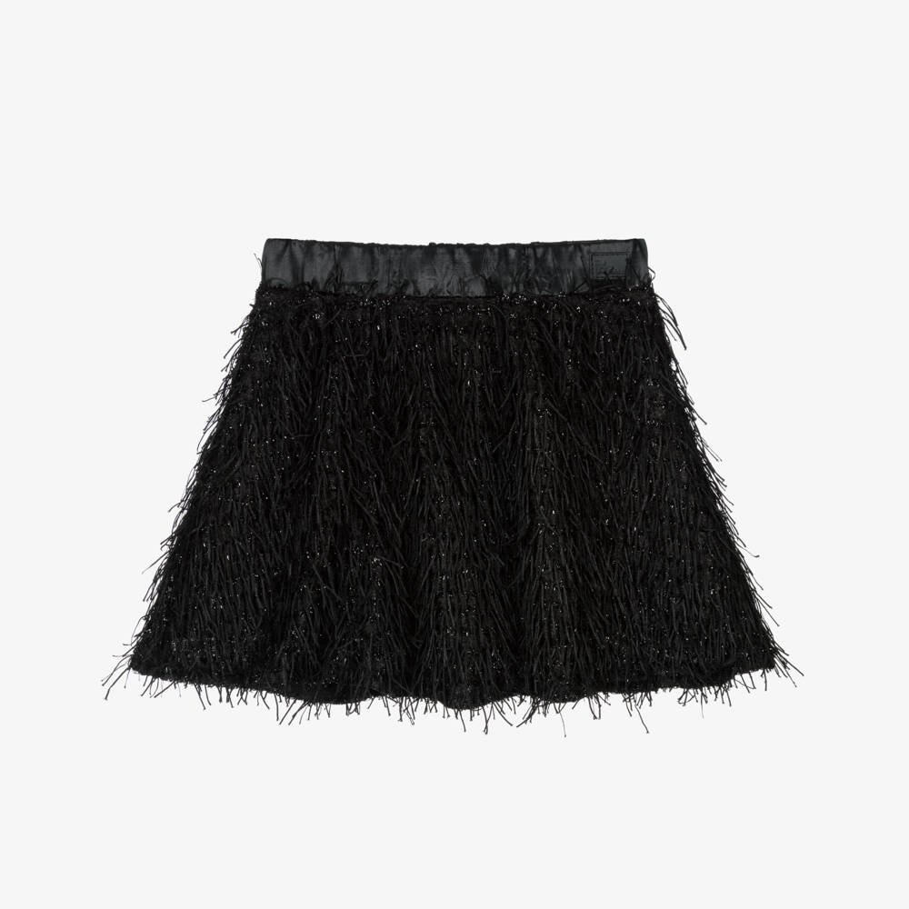 The Tiny Universe-Girls Elegant Ebony Fringe Skirt | Childrensalon Outlet