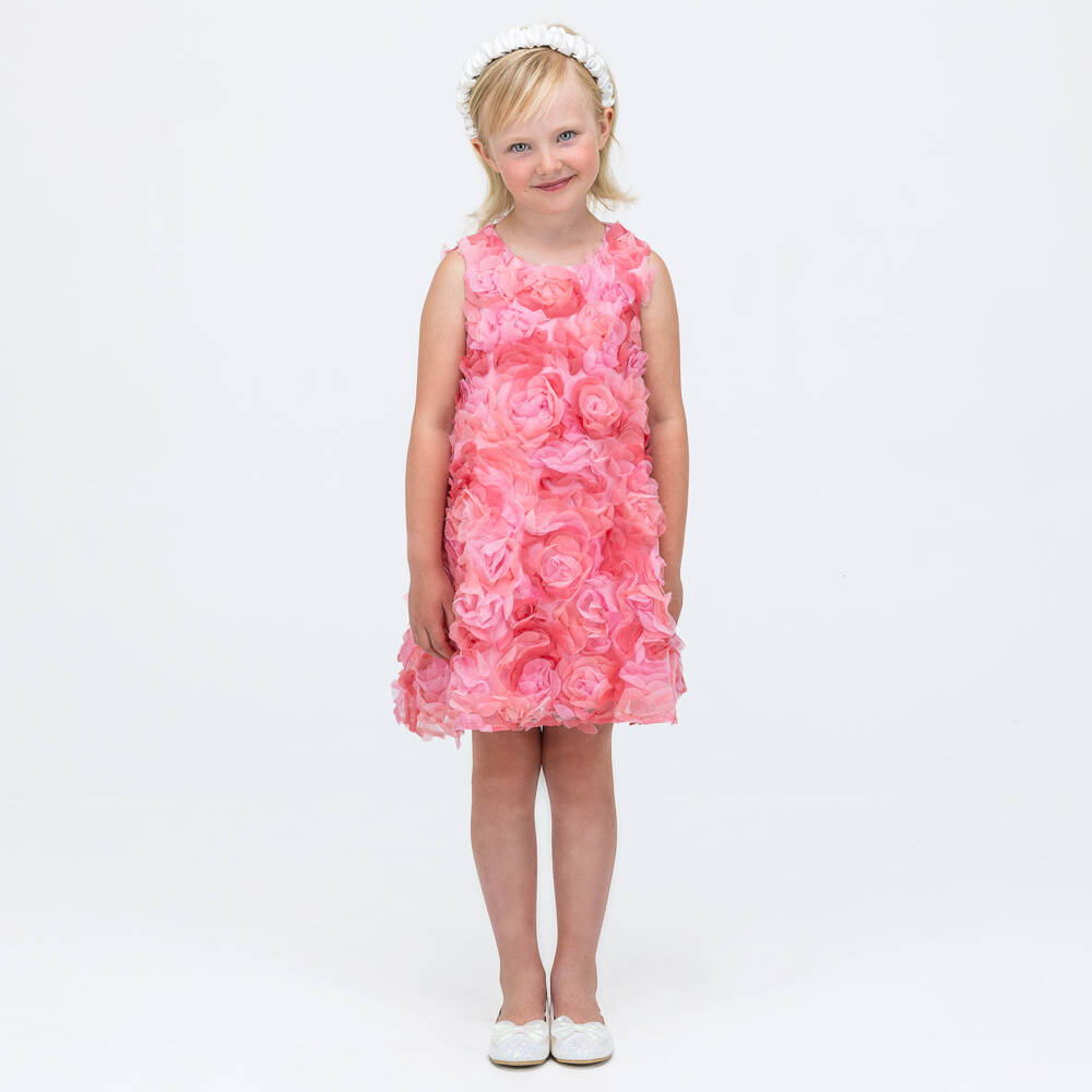 The Tiny Universe-Элегантное розовое платье с цветочным принтом для девочек | Childrensalon Outlet