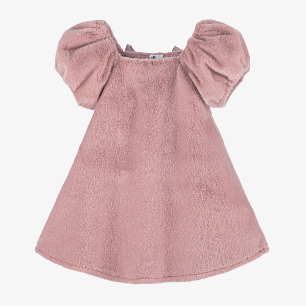 The Tiny Universe-Girls Fluffy Pink Fur Dress | Childrensalon Outlet
