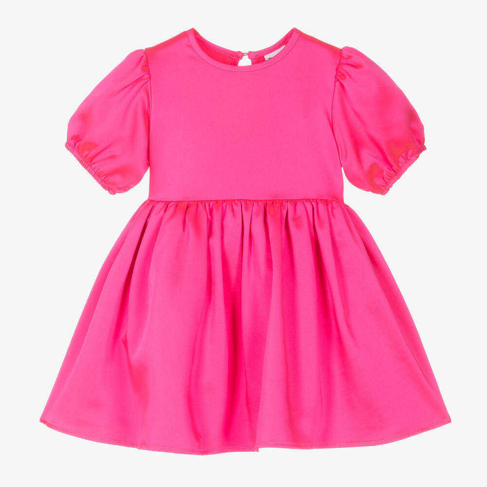 The Tiny Universe - Girls Fuchsia Pink Satin Sash Dress | Childrensalon