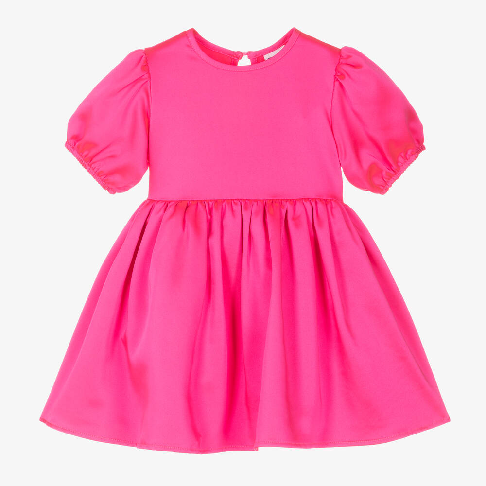 The Tiny Universe - Robe satin fuchsia à ceinture fille | Childrensalon