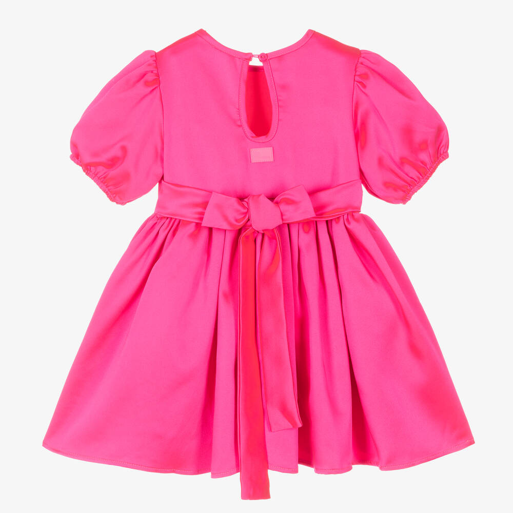 The Tiny Universe-Girls Fuchsia Pink Satin Sash Dress | Childrensalon Outlet