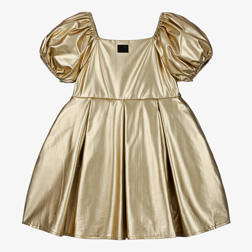 The Tiny Universe-Платье из золотистого атласа для девочек | Childrensalon Outlet