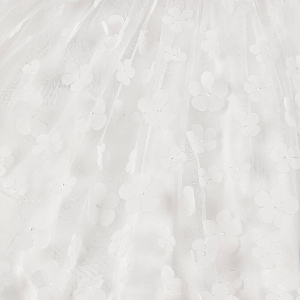The Tiny Universe-Girls Ivory Tulle Flower Skirt | Childrensalon Outlet
