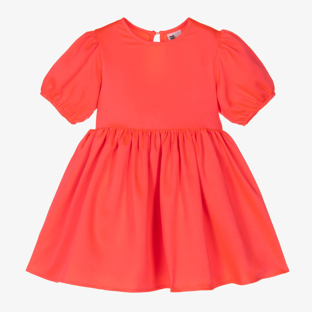 The Tiny Universe - Robe en satin rose fluo fille | Childrensalon