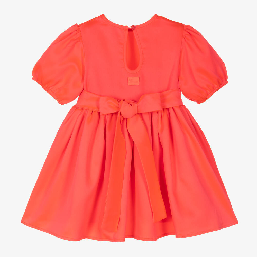 The Tiny Universe-فستان ساتان لون برتقالي نيون | Childrensalon Outlet
