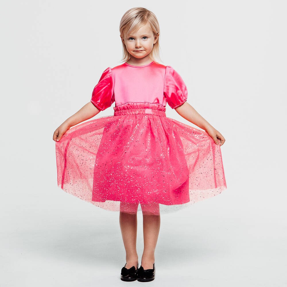The Tiny Universe-Girls Neon Pink Sparkly Tulle Skirt | Childrensalon Outlet