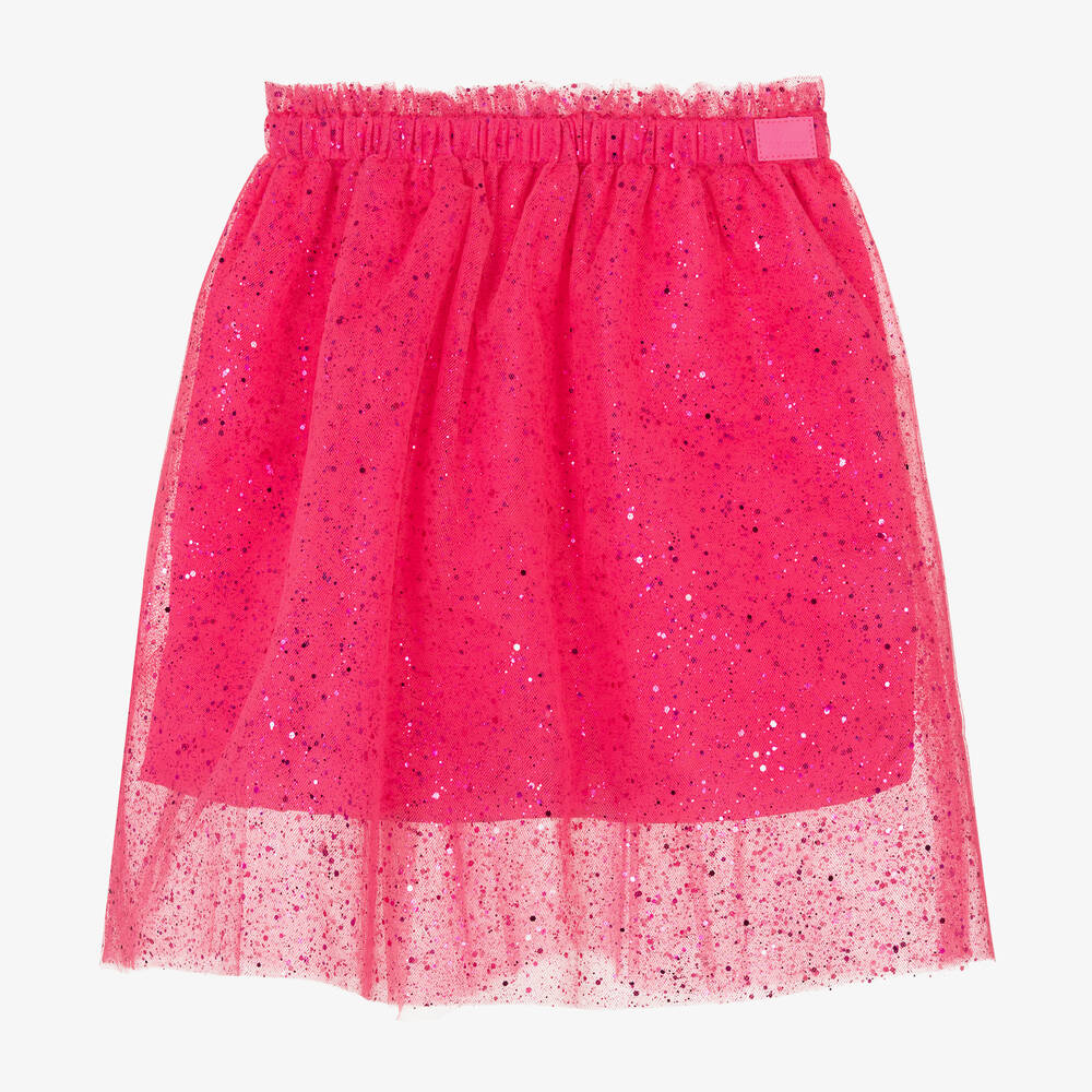 The Tiny Universe - Girls Neon Pink Sparkly Tulle Skirt | Childrensalon