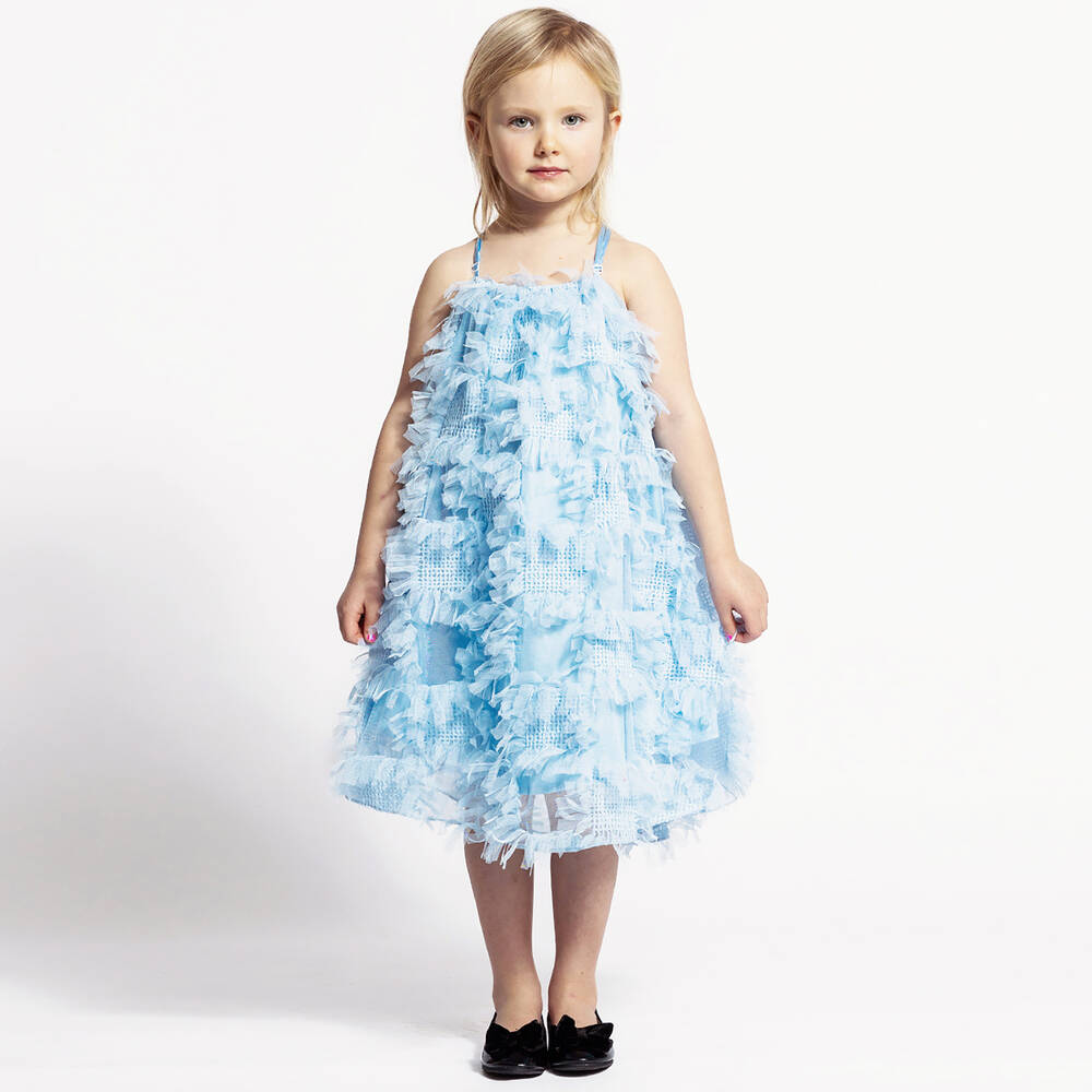 The Tiny Universe-فستان تول لون أزرق باستيل | Childrensalon Outlet