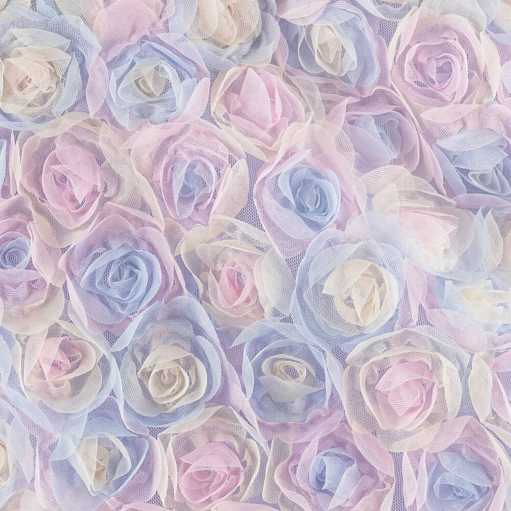 The Tiny Universe-تنورة تول لون زهري وأزرق باستيل مزينة بورود | Childrensalon Outlet