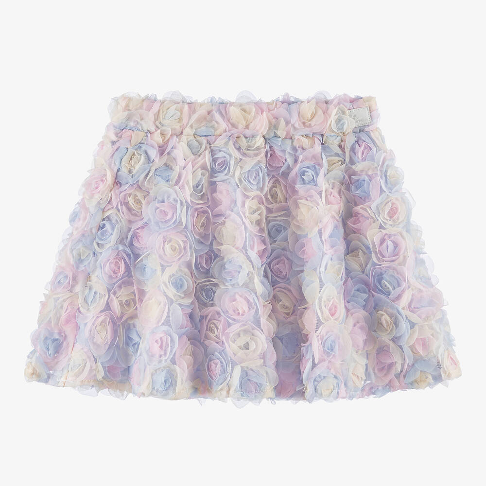 The Tiny Universe-Girls Pastel Blue Tulle Flower Skirt | Childrensalon Outlet