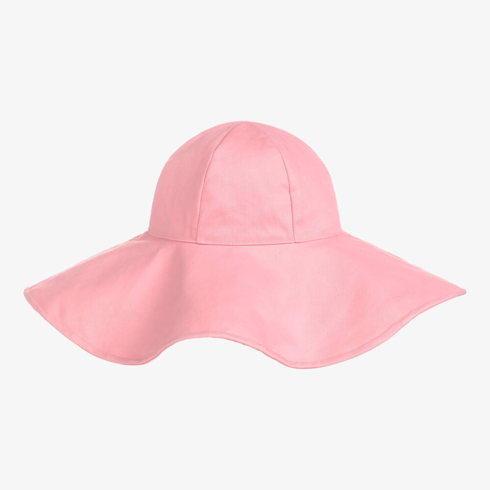 The Tiny Universe - Girls Pink Cotton Adjustable Sun Hat | Childrensalon