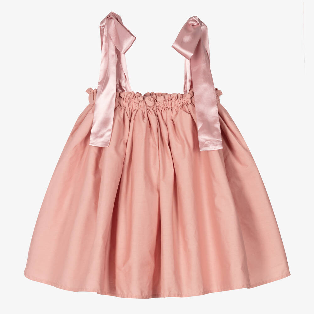 The Tiny Universe - Розовое платье из хлопкового поплина | Childrensalon