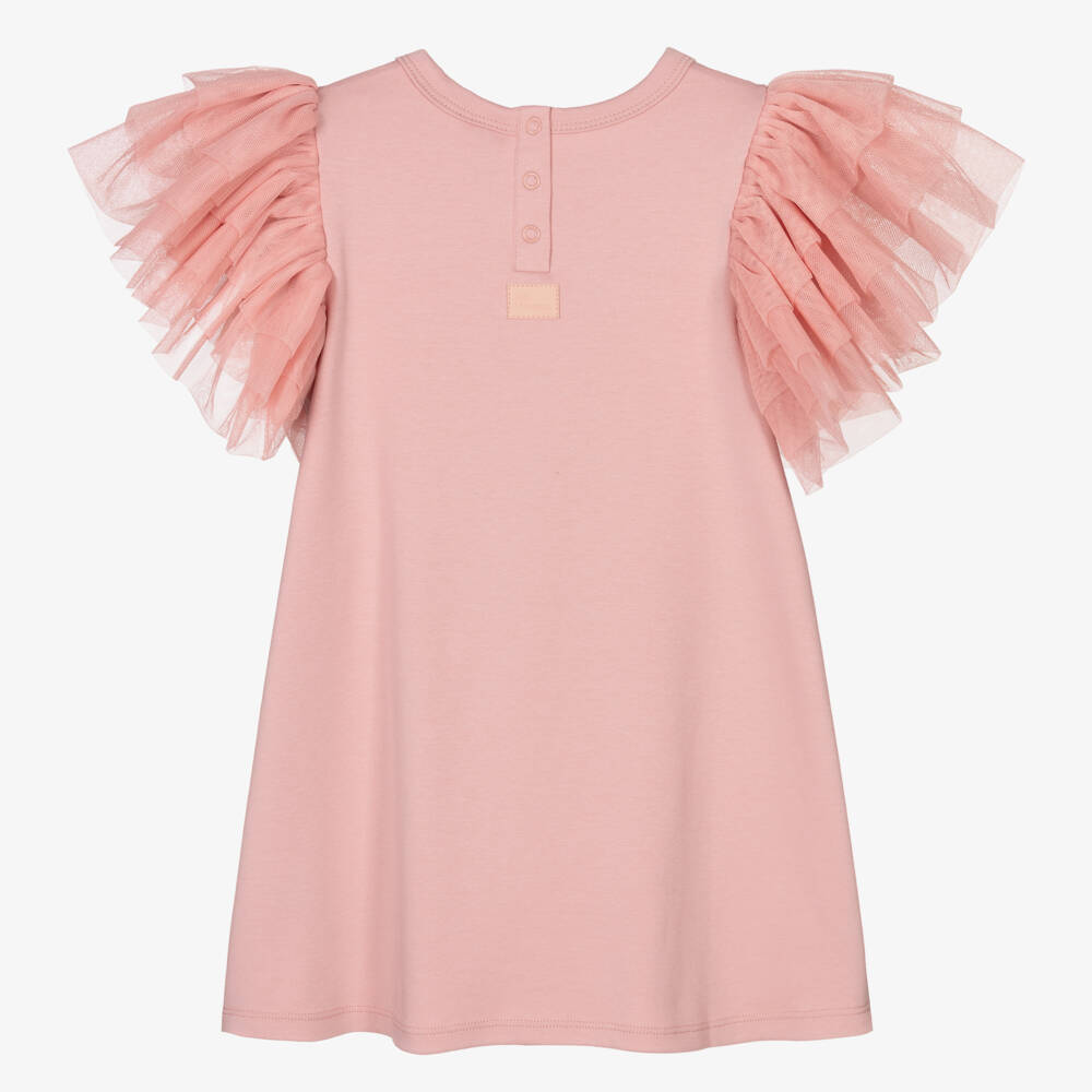The Tiny Universe-Girls Pink Cotton Ruffle Dress | Childrensalon Outlet