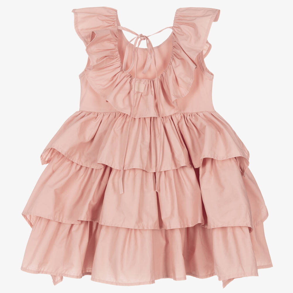 The Tiny Universe-Girls Pink Cotton Ruffle Dress | Childrensalon Outlet
