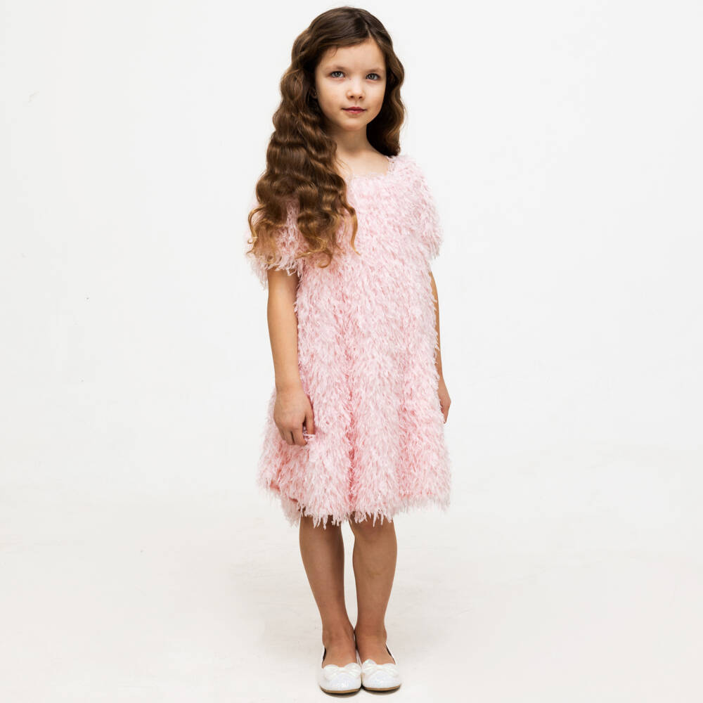 The Tiny Universe-Girls Pink Feather Dress | Childrensalon Outlet