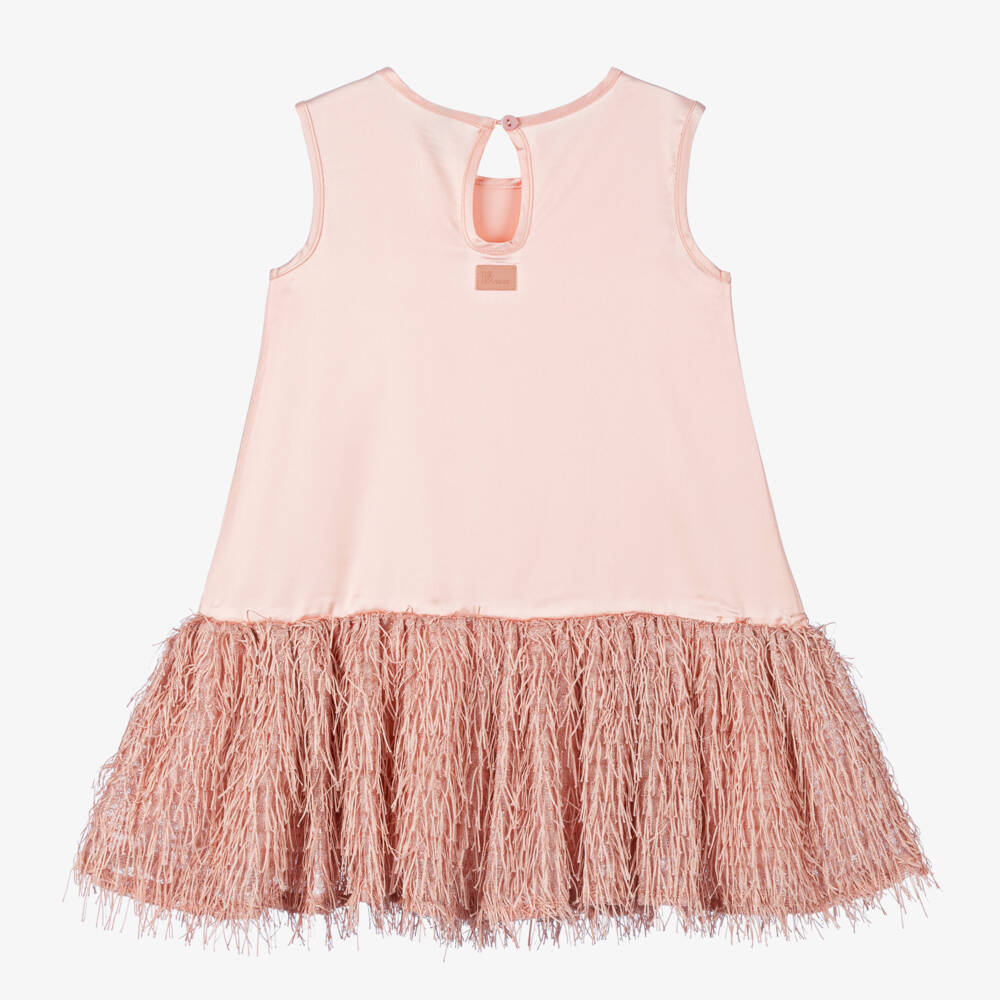 The Tiny Universe-Girls Pink Fluffy Satin Gown | Childrensalon Outlet