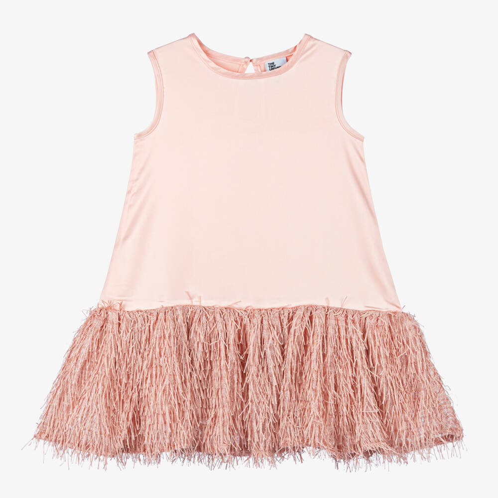 The Tiny Universe-Girls Pink Fluffy Satin Gown | Childrensalon Outlet