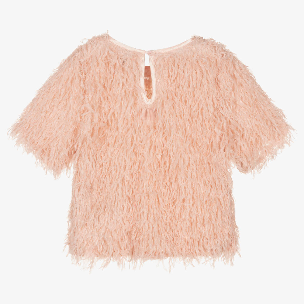 The Tiny Universe-Розовая пушистая футболка для девочек | Childrensalon Outlet