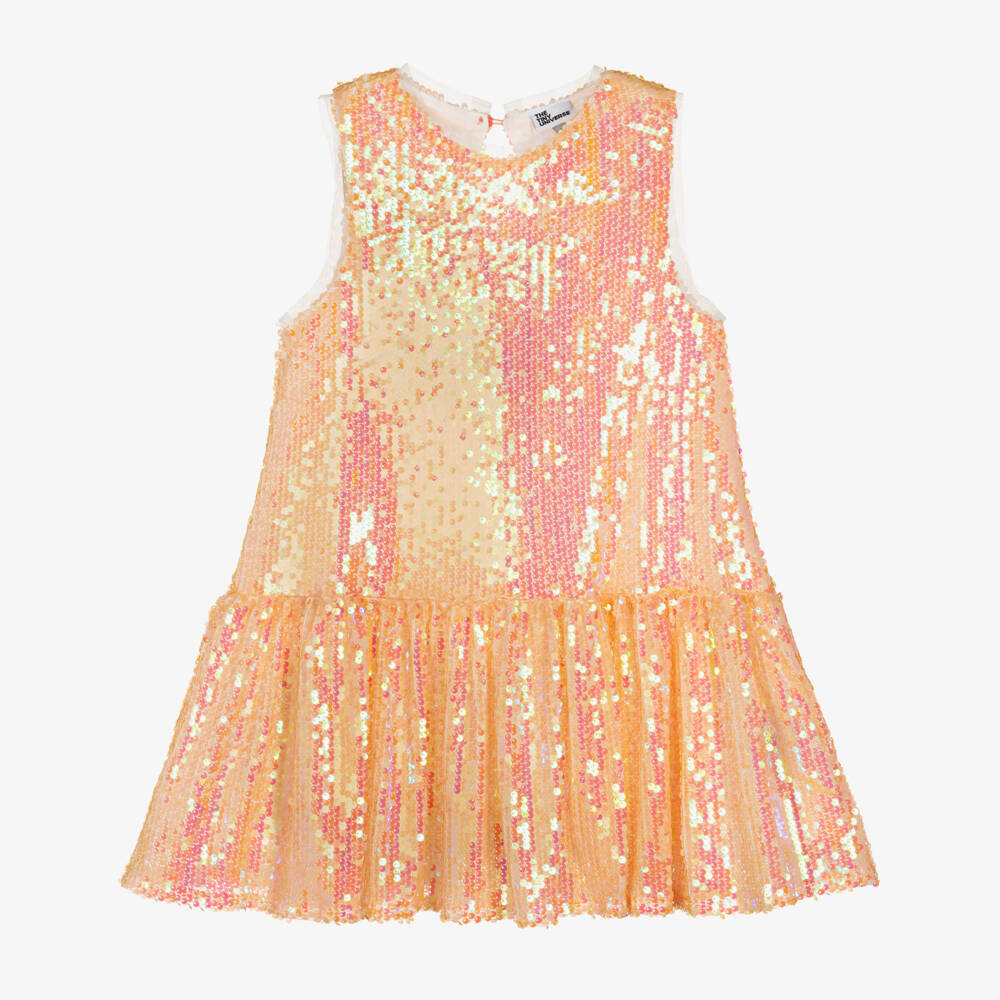 The Tiny Universe-Girls Pink Iridescent Sequin Dress | Childrensalon Outlet