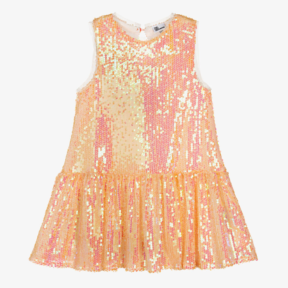 Galaxy Sky Sequin Mini Skirt Iridescent Pink
