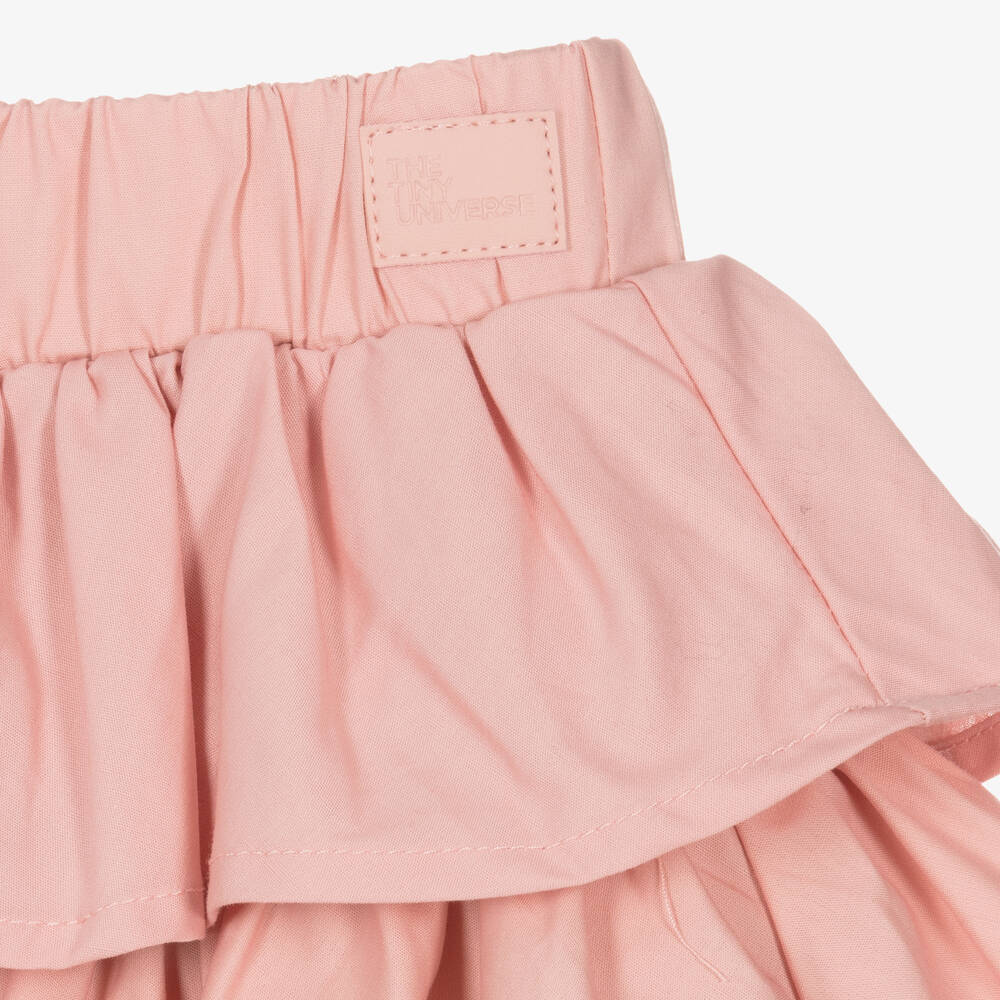 The Tiny Universe-Girls Pink Layered Cotton Skirt | Childrensalon Outlet