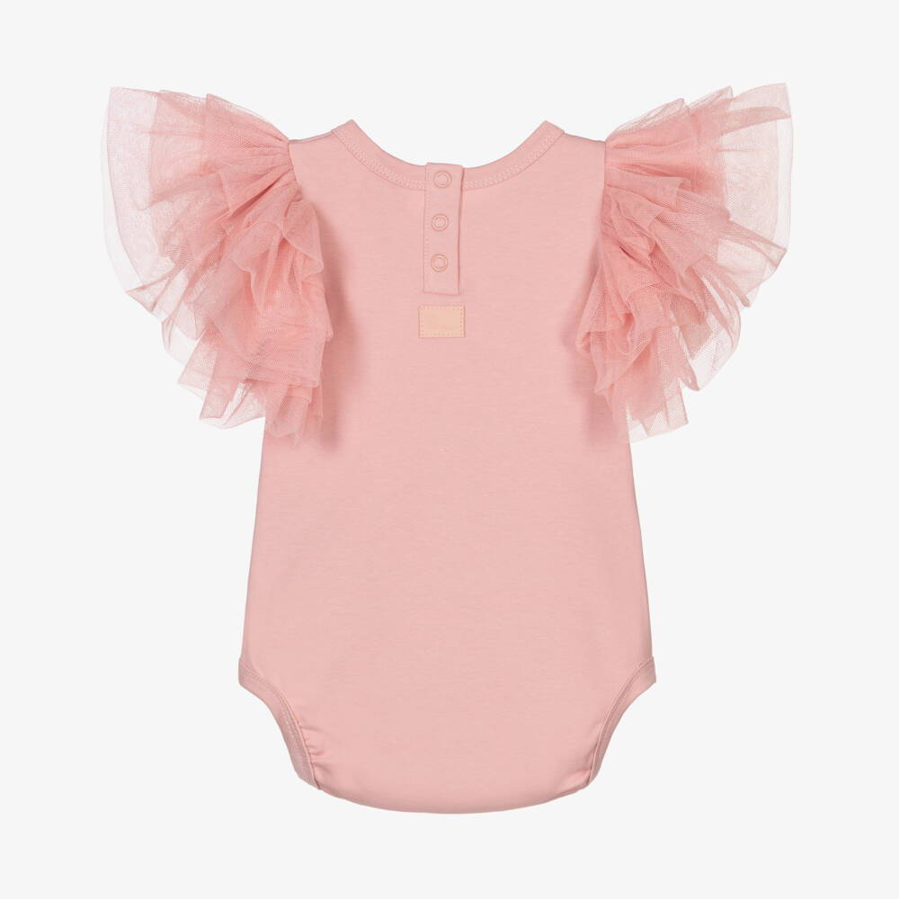 The Tiny Universe-Girls Pink Organic Cotton Bodysuit | Childrensalon Outlet