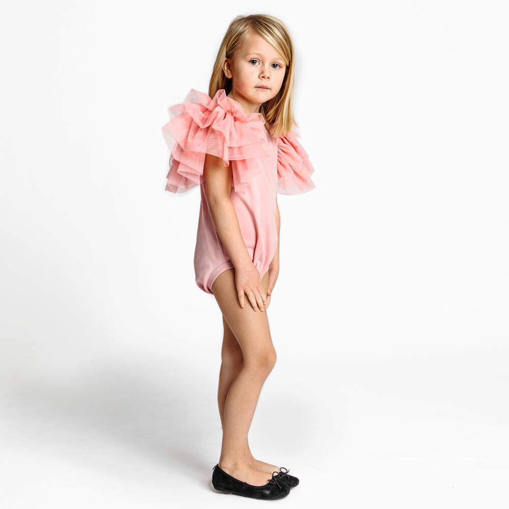 The Tiny Universe-Girls Pink Organic Cotton Bodysuit | Childrensalon Outlet
