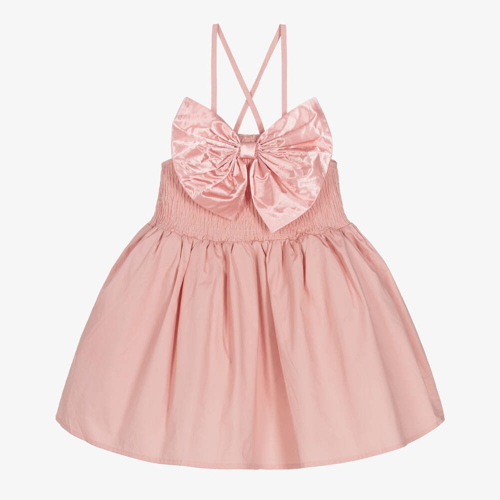 Girls Pink Poplin Cotton Dress