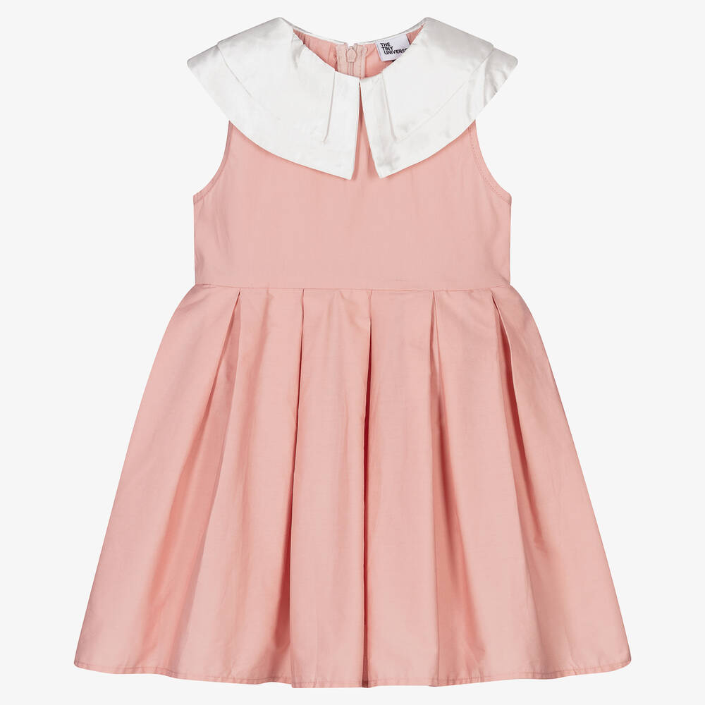 The Tiny Universe - Girls Pink Poplin Dress | Childrensalon