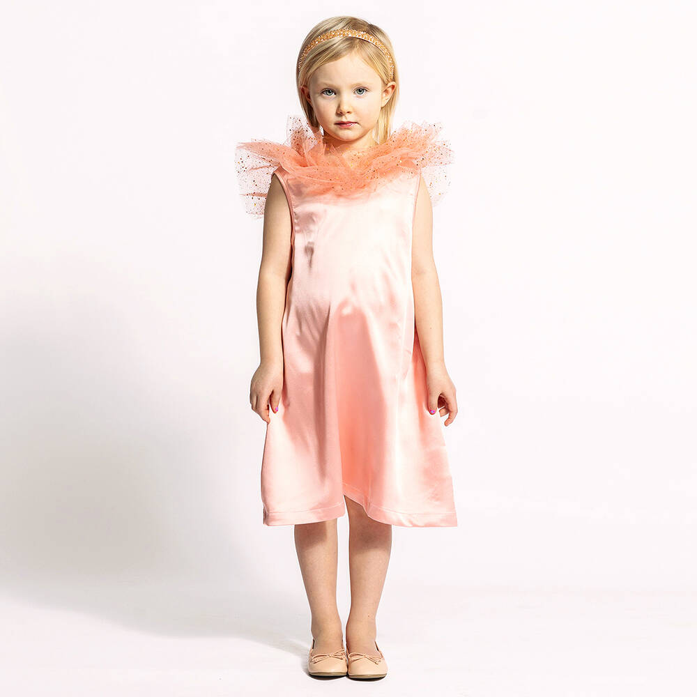 The Tiny Universe-Girls Pink Ruffle Collar Dress | Childrensalon Outlet