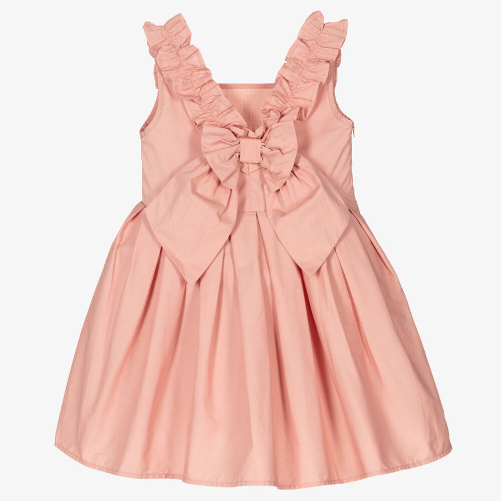 The Tiny Universe-Girls Pink Ruffle Poplin Dress | Childrensalon Outlet