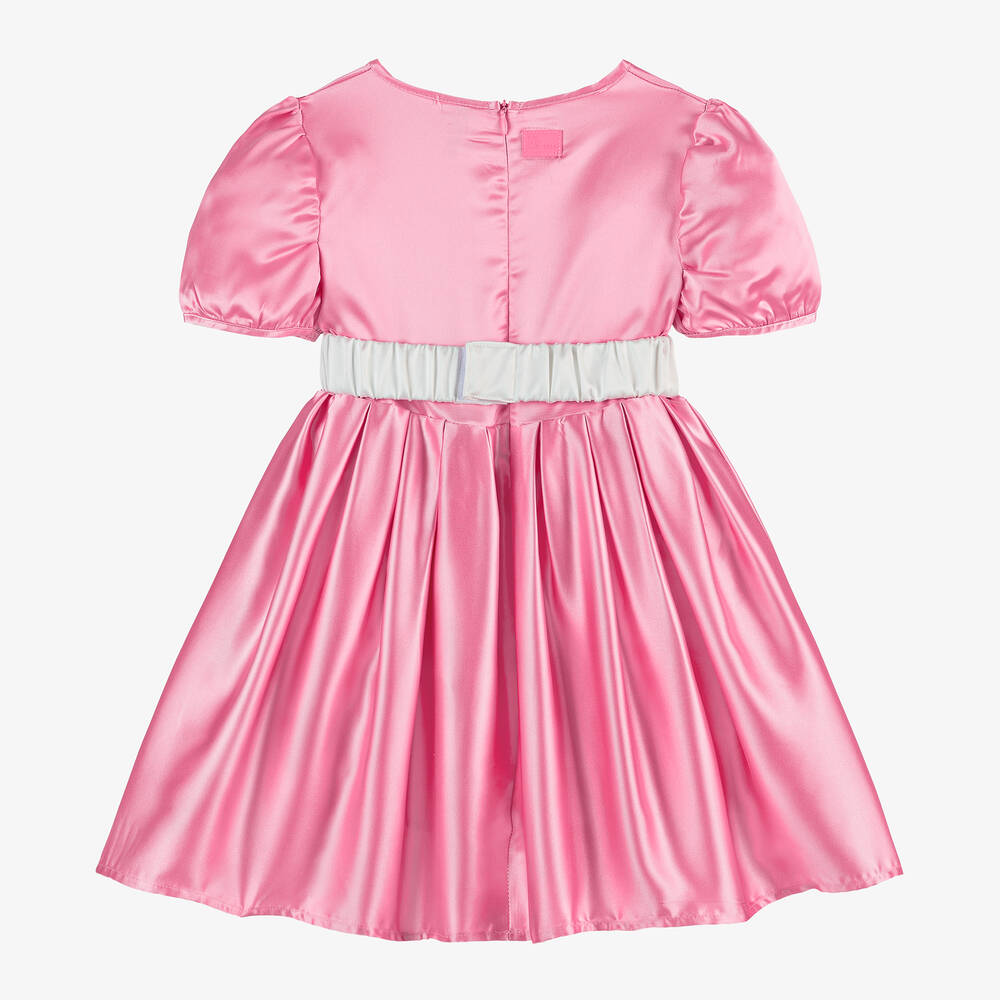 The Tiny Universe-فستان ساتان لون زهري مع حزام مزين بفيونكة | Childrensalon Outlet