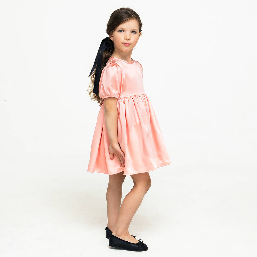 The Tiny Universe-Girls Pink Satin Sash Dress | Childrensalon Outlet