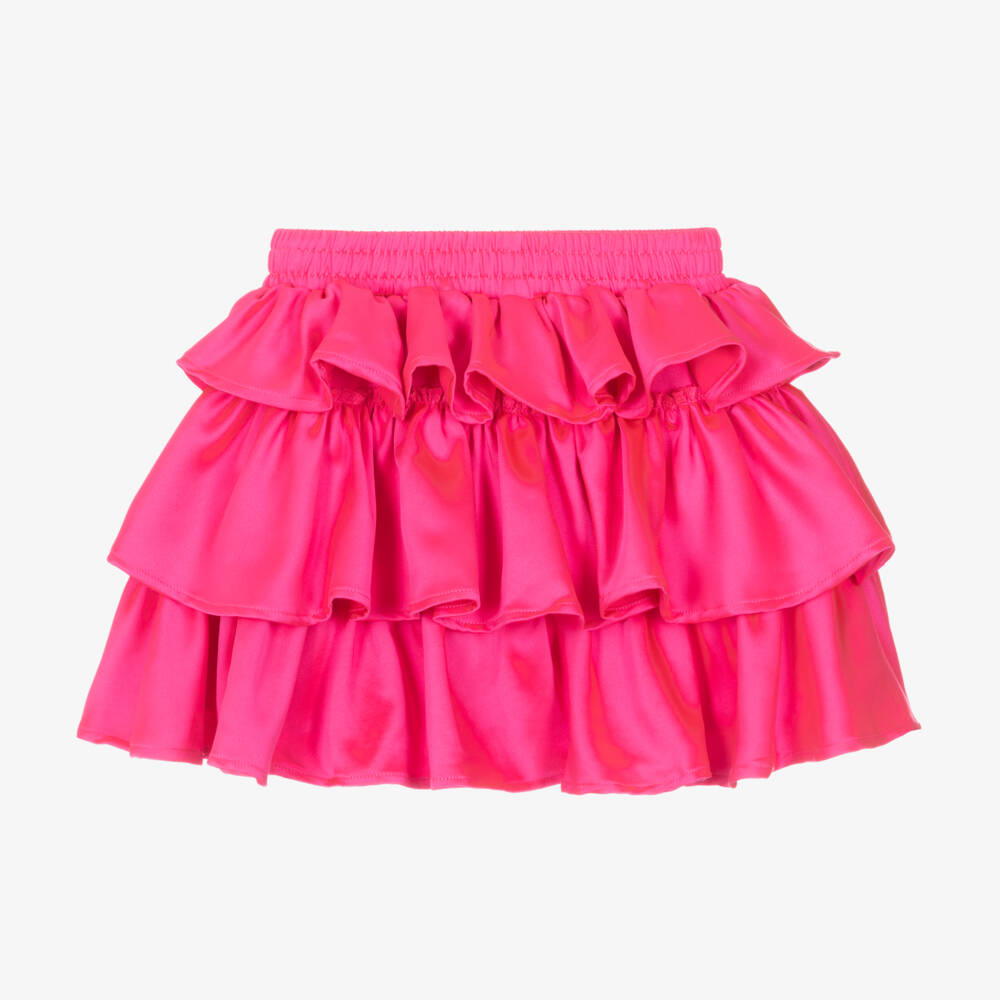 The Tiny Universe-تنورة ساتان طبقات بلون الفوشيا للبنات | Childrensalon Outlet