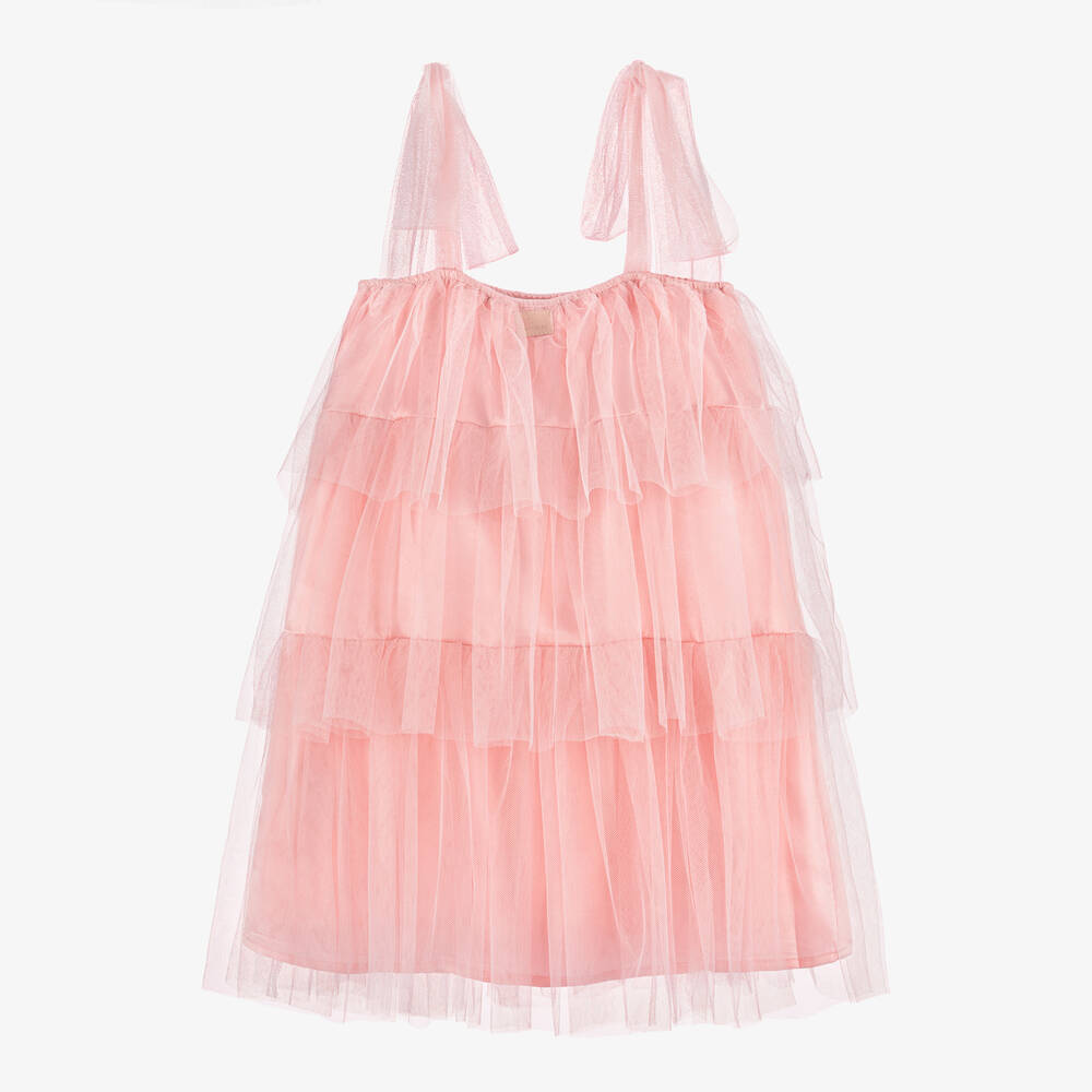 The Tiny Universe-Girls Pink Tiered Tulle Dress | Childrensalon Outlet