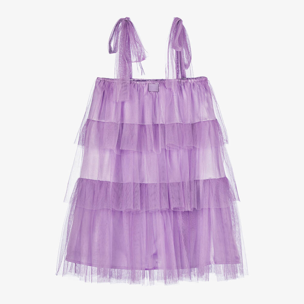 The Tiny Universe-Girls Purple Tiered Tulle Dress | Childrensalon Outlet