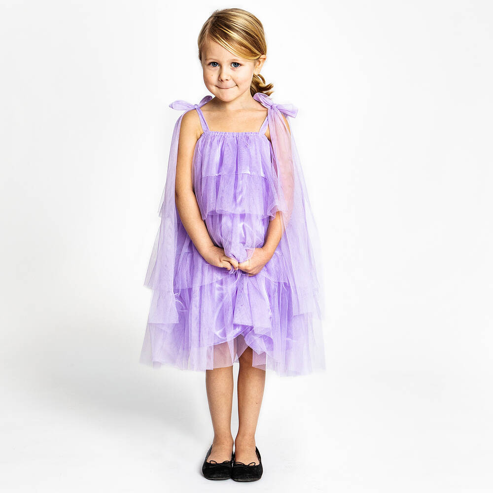 The Tiny Universe-Girls Purple Tiered Tulle Dress | Childrensalon Outlet