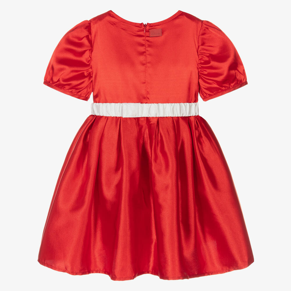 The Tiny Universe-Красное атласное платье с бантом для девочек | Childrensalon Outlet